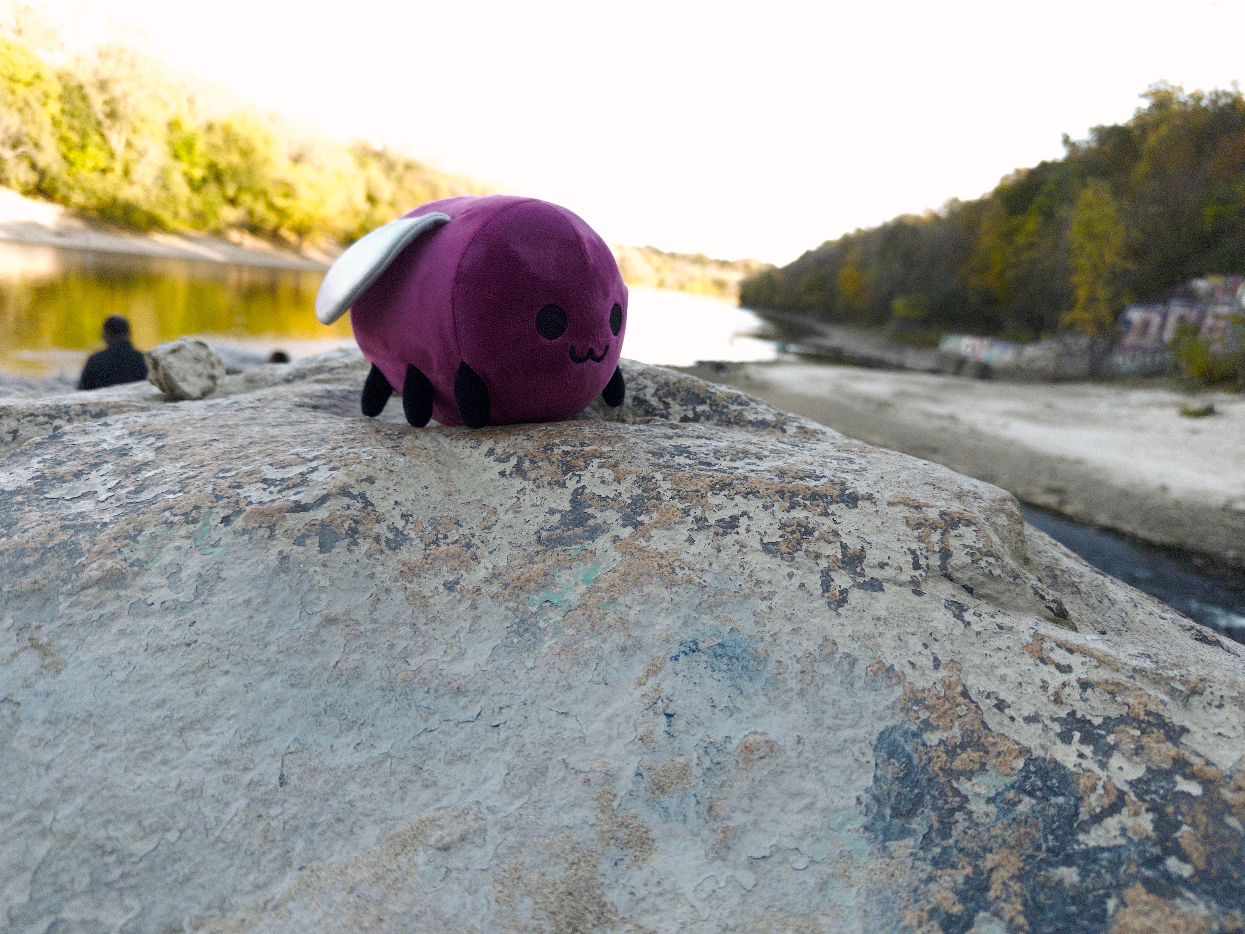 It’s Eggbug again! He’s on a rock by the beach.